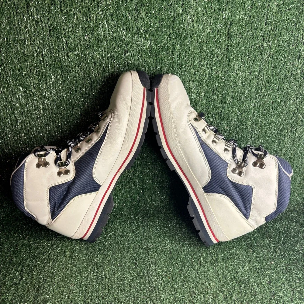 Timberland Euro Hiker Leather Vintage Gorpcore Boots White‎ Navy Mens Size 12 M